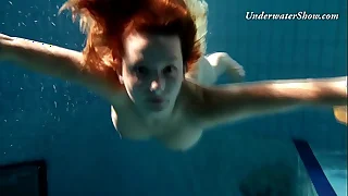 Edwiga teen Russian swims in glad rags at night